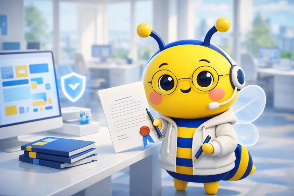 MAGi Pháp lý cầm hợp đồng có dấu, minh hoạ 3D