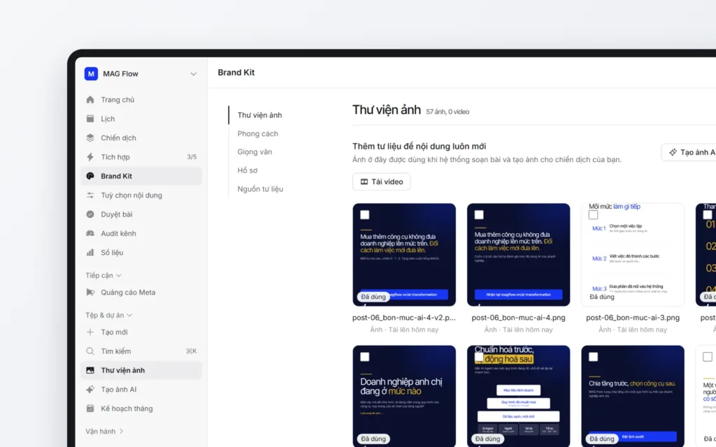 Thư viện ảnh thương hiệu trong Brand Kit của MAG Marketing Hub